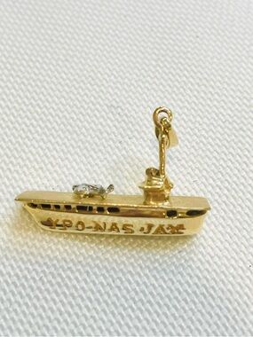 Vintage 14k Yellow Gold U.S. Aircraft Navy Carrier Charm Pendant